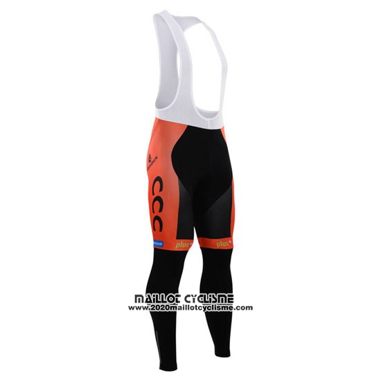2015 Maillot Ciclismo CCC Noir et Orange Manches Longues et Cuissard